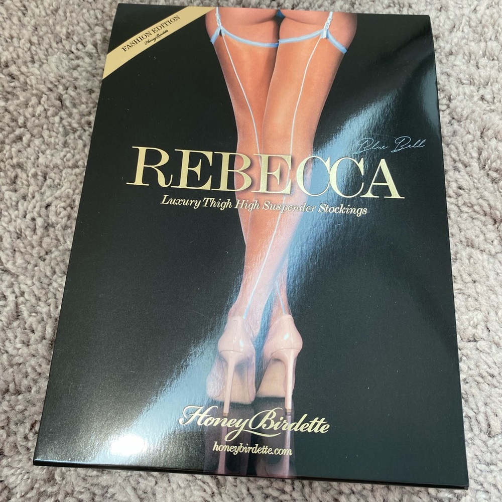 Honey Birdette Rebecca Light Blue Thigh High Stockings